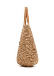 Beige straw shopper bag TOREC-1223-1E(W26) - side product view, on white background.
