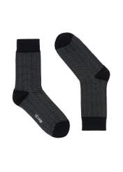 Men's long navy blue socks SKAMT-0163A-7D(Z26), front product view on white background.