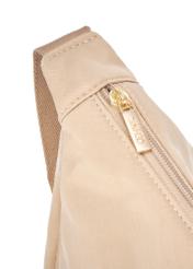 Beige semi-circular women's handbag TOREN-0316-81(W25), close-up view of the zipper on a white background.