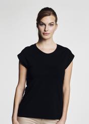 Czarny T-shirt basic damski TSHDT-0068-99(W21)-01