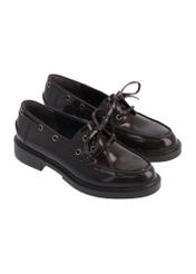 Women's dark brown leather moccasins BUTYD-1313-1I(Z26), diagonal product view on a white background.