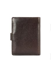 Brown leather small men's wallet PORMS-0653-89(W25) - product view from the back on white background.