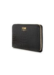 Large black leather women's wallet croco PORES-0905-97(W24)-02