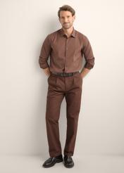 Men's brown cotton trousers SPOMT-0125-1H(Z26), front view of the product on the model. Full body visible.