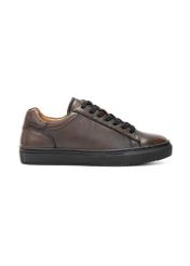 Men's brown leather shoes BUTYM-0519-1I(Z26), side view of the product on a white background.