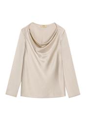 Beige women's blouse BLUDT-0220-1A(Z26) - front product view, on a white background.