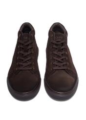 Dark brown suede men's shoes BUTYM-0582-1I(Z26), front product view on white background.