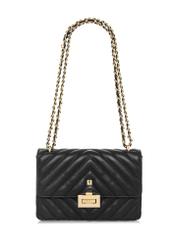 Black quilted women's handbag TOREC-0528D-99(Z25) - front product view on white background.