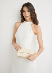 Small leather women's shoulder bag TORES-1290-2A(W26), front view of the product in the model's hand. Half of the silhouette visible.