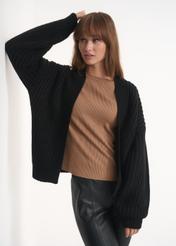 Czarny kardigan damski KARDT-0028-99(Z22)-02