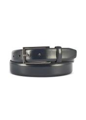 Navy blue men's leather belt PASMS-0256-69(Z25), product view from the front on a white background.