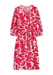 Pink floral viscose dress SUKDT-0271-5P(W26), front product view on white background.