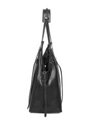 Women's black imitation leather shopper bag TOREC-1371-99(Z26), front product view on white background.