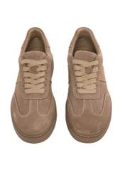 Beige suede men's shoes BUTYM-0564-1K(Z26), front product view on white background.
