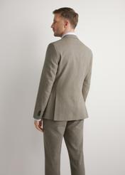 Men's dark brown suit jacket MARMT-0013-1I(W26), back view of the product on the model. Half of the silhouette visible.