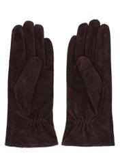 Brown suede women's gloves REKDS-0103-1I(Z26) - product view from above, on a white background.