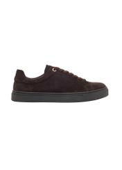 Dark brown suede women's sneakers BUTYD-1068-1I(Z26), side product view on white background.