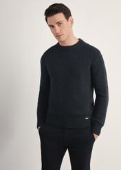 Graphite men's sweater SWEMT-0172-99(Z25), front view of the product on the model. Half of the silhouette visible.