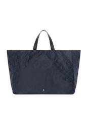 Women's navy blue shopper bag with monogram TOREN-0358-7E(Z26), front view on a white background.