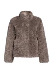 Women's ash fur coat FUTDP-0021B-93(Z25), front product view on white background.