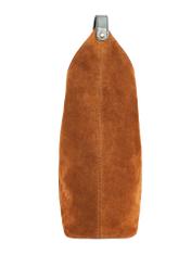 Brown suede women's handbag TORES-1167-88(Z25), side view of the product on a white background.
