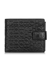 Men's black leather wallet with monogram PORMS-0601-98(Z23)-01