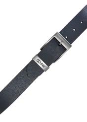 Navy blue leather men's belt PASMS-0127E-69(W25)-03