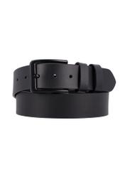 Black men's leather belt PASMS-0287-99(Z26), front view on a white background.
