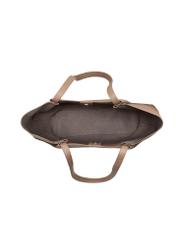 Women's leather shopper bag in cool beige color TORES-1358-1K(Z26), product view inside on white background.