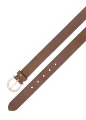 Brown women's leather belt PASDS-0274-1H(W26), close-up of the product on a white background.