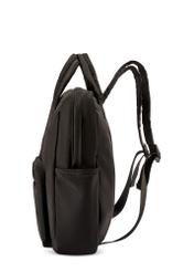 Black nylon women's backpack TOREN-0341-99(W26), side product view on white background.
