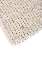 Beige women's scarf with stripes SZADT-0216-1A(W26), close-up of the product detail on a white background.