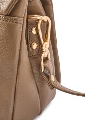 Dark brown leather women's handbag TORES-0911 F-1K(W26) - close-up detail, on white background.