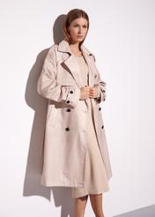 Women's double-breasted monogrammed coat KURDT-0444-81(W23)-01