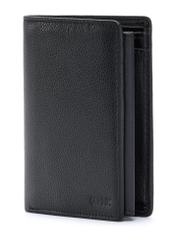 Black men's leather wallet PORMS-0632A-99(Z25), diagonal product view on white background.