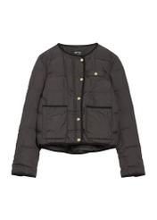 Black short women's jacket KURDT-0621-99(W26) - front product view, on white background.