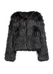 Black short natural women's fur coat FUTDF-0114-99(Z26) - front product view, on white background.