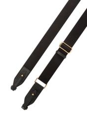 Black leather messenger bag TORES-1266-9I(W26) - view of the straps, on a white background.