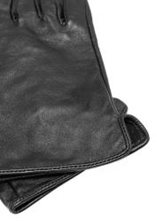 Men's leather gloves in black REKMS-0009A-99(Z25), close-up of the product detail on a white background.