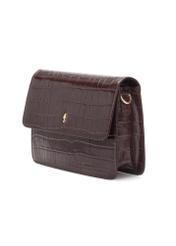 Brown small croco leather handbag TORES-1233-1H(W26), diagonal product view on white background.