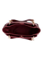 Burgundy women's imitation leather handbag TOREC-0998-4D(W27), product view inside on white background.