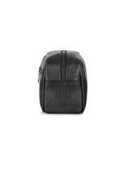 Black leather men's cosmetic bag TORMS-0422A-99(Z25) - side view of the product on a white background.