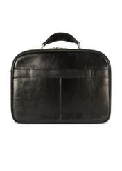 Black leather men's laptop bag TORMS-0482-99(Z25), product view from the back on a white background.