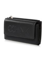Large black women's wallet with logo POREC-0343A-99(Z25), diagonal product view on white background.