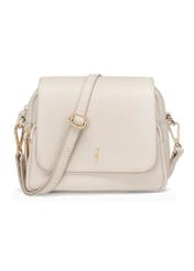 Cream leather women's messenger bag TORES-0958C-12(W25) – front view of the bag on a white background.