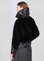 Women's short black wool fur coat FUTDT-0039-99(Z21)-04