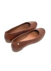 Women's brown leather ballerina flats BUTYD-1286-1I(Z26) - product view from above, on a white background.