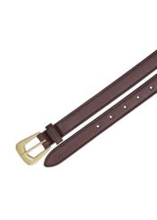 Brown leather women's belt PASDS-0348-1H(Z26), product view from above on white background.