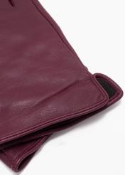 Women's burgundy leather gloves REKDS-0001A-49(Z25), close-up of the product detail on a white background.