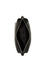 Black leather women's messenger bag TORES-1102A-99(Z25), view of the inside of the product on a white background.